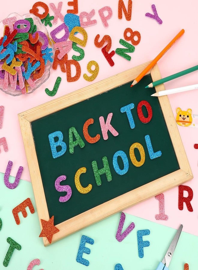 JULBEAR 300 Pcs Foam Letters Stickers Foam Alphabet Sticker for DIY Crafts Colorful Glitter Numbers Self-Adhesive Decoration for School First Day of School - Image 4